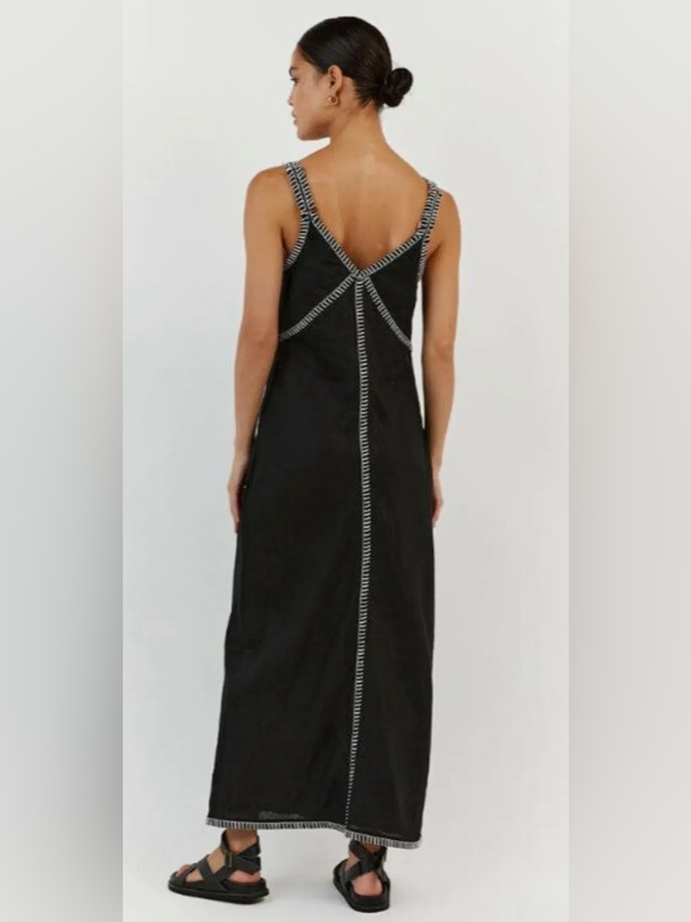 DISSH Bella Maxi Dress Black Stich Contrast V Neck - Picture 7 of 11